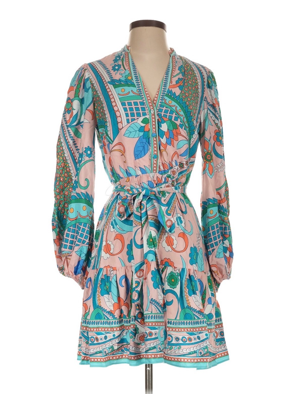 Adrianna Papell Paisley Tie-Waist Dress
